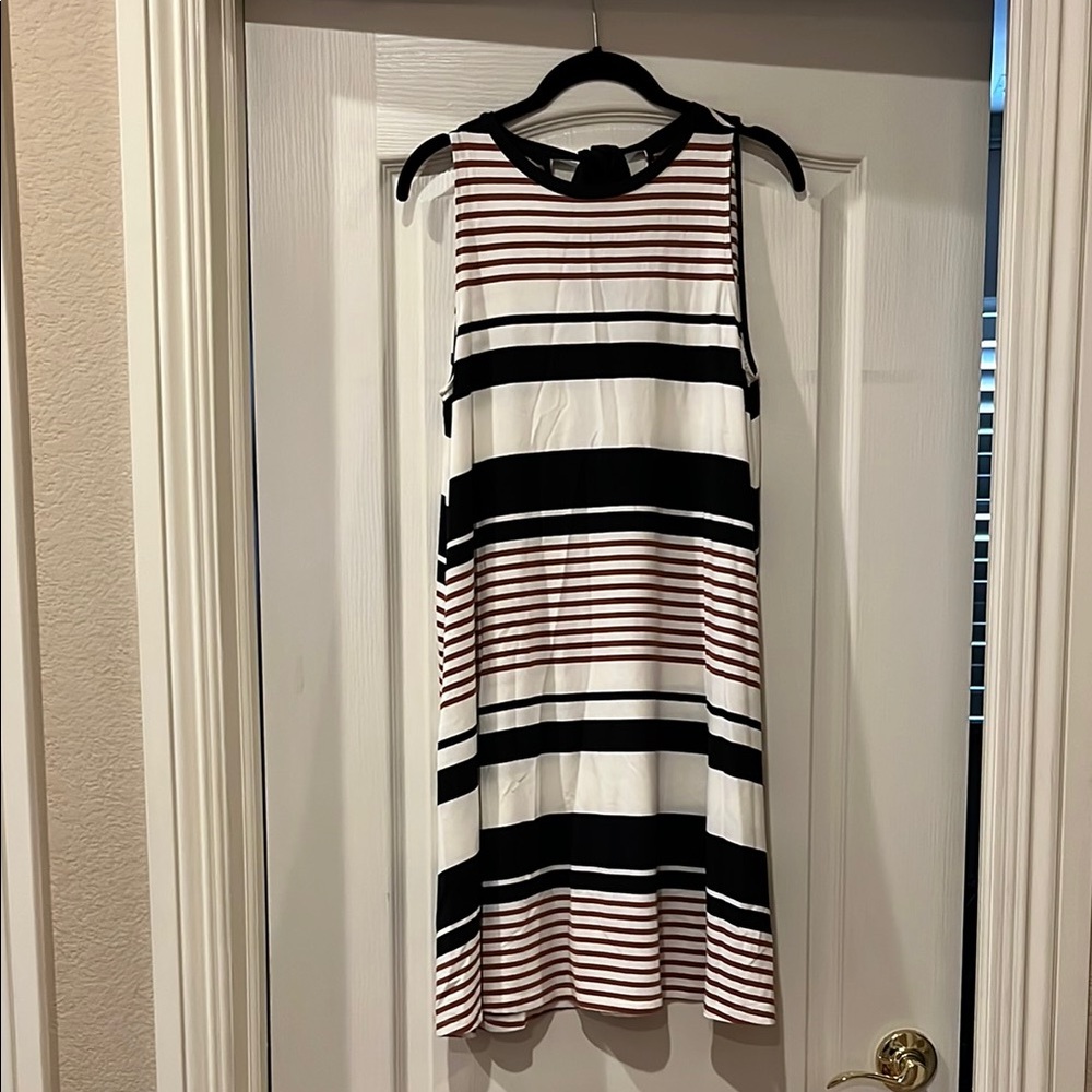 LOFT Black and White Halter Midi Sundress